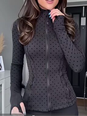 Lululemon Define Jacket Black Polka Dot Size 8 NWT